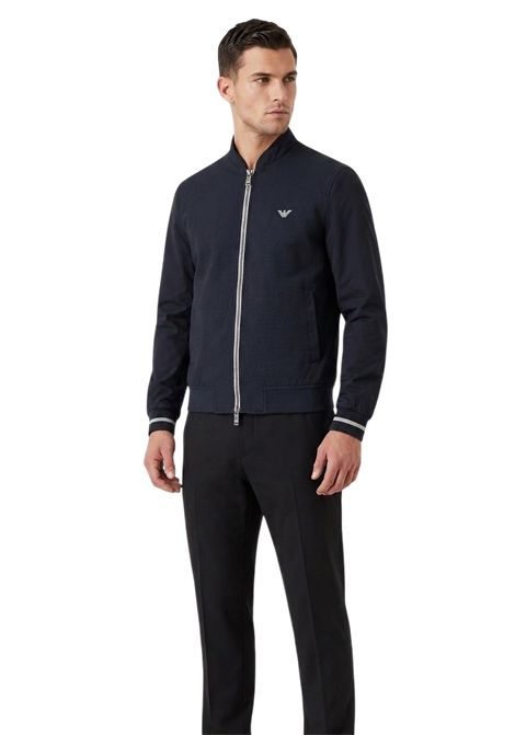 Blouson Emporio Armani in Double Jersey con Collo Bomber e Patch Aquila EMPORIO ARMANI | Giubbotti | E9.3Z1BL5.1NFMZ00300